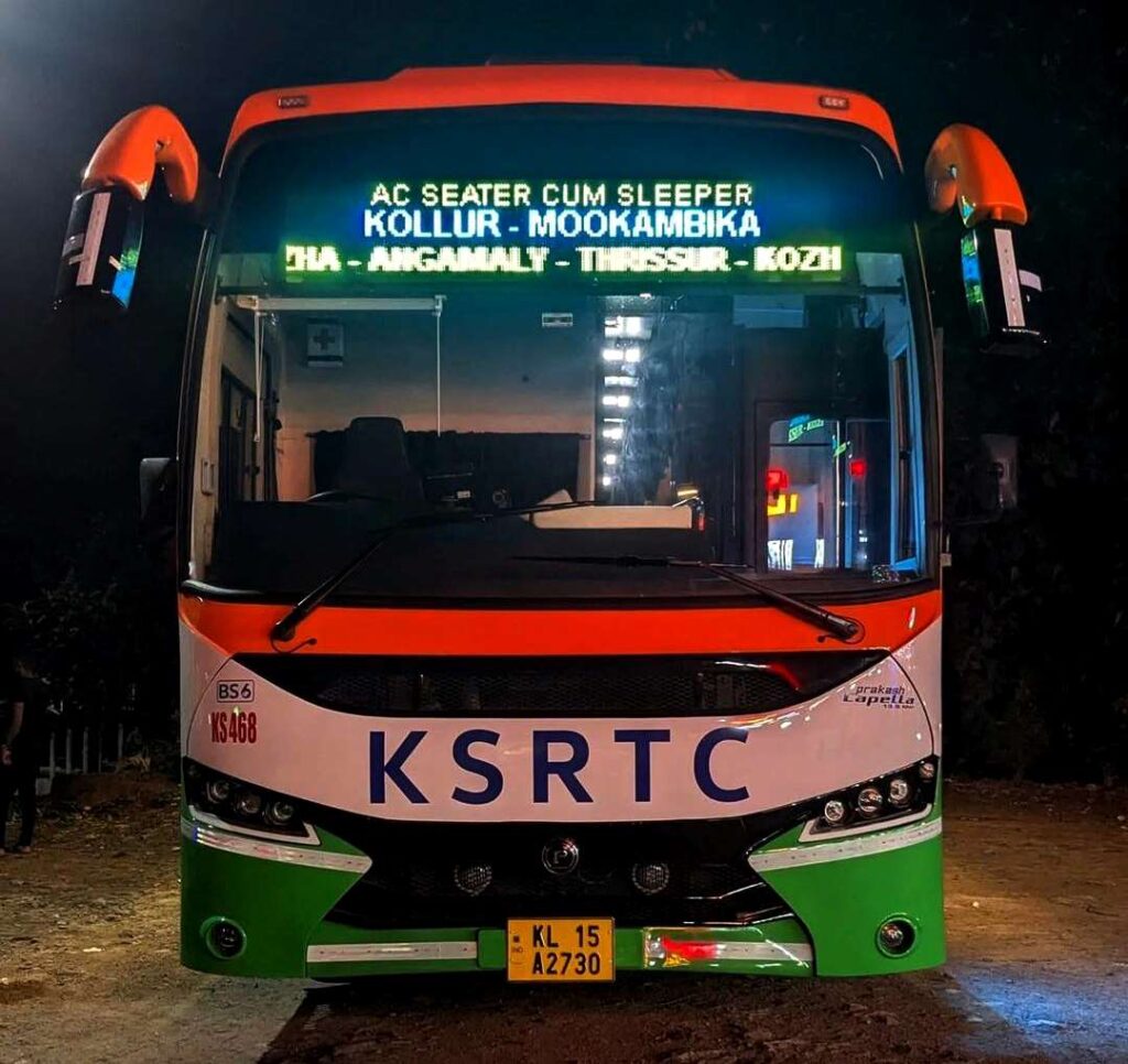 Kottarakkara to Kollur Mookambika Bus Timings - KSRTC AC Sleeper