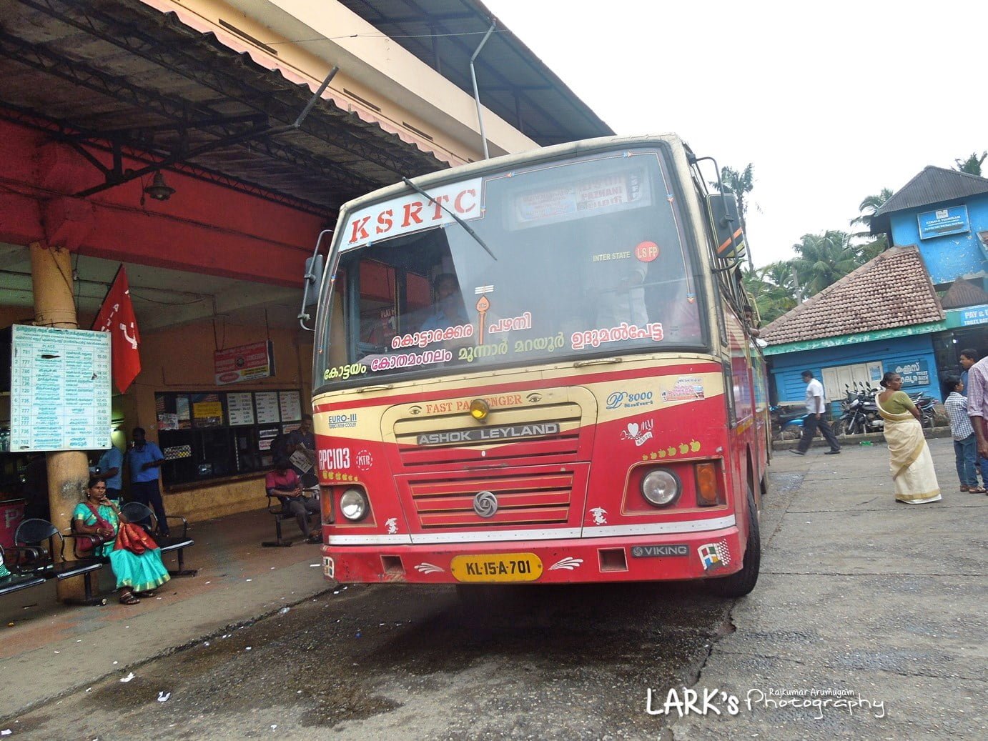 KSRTC RPC 103 Kottarakkara to Palani Bus Timings via Munnar