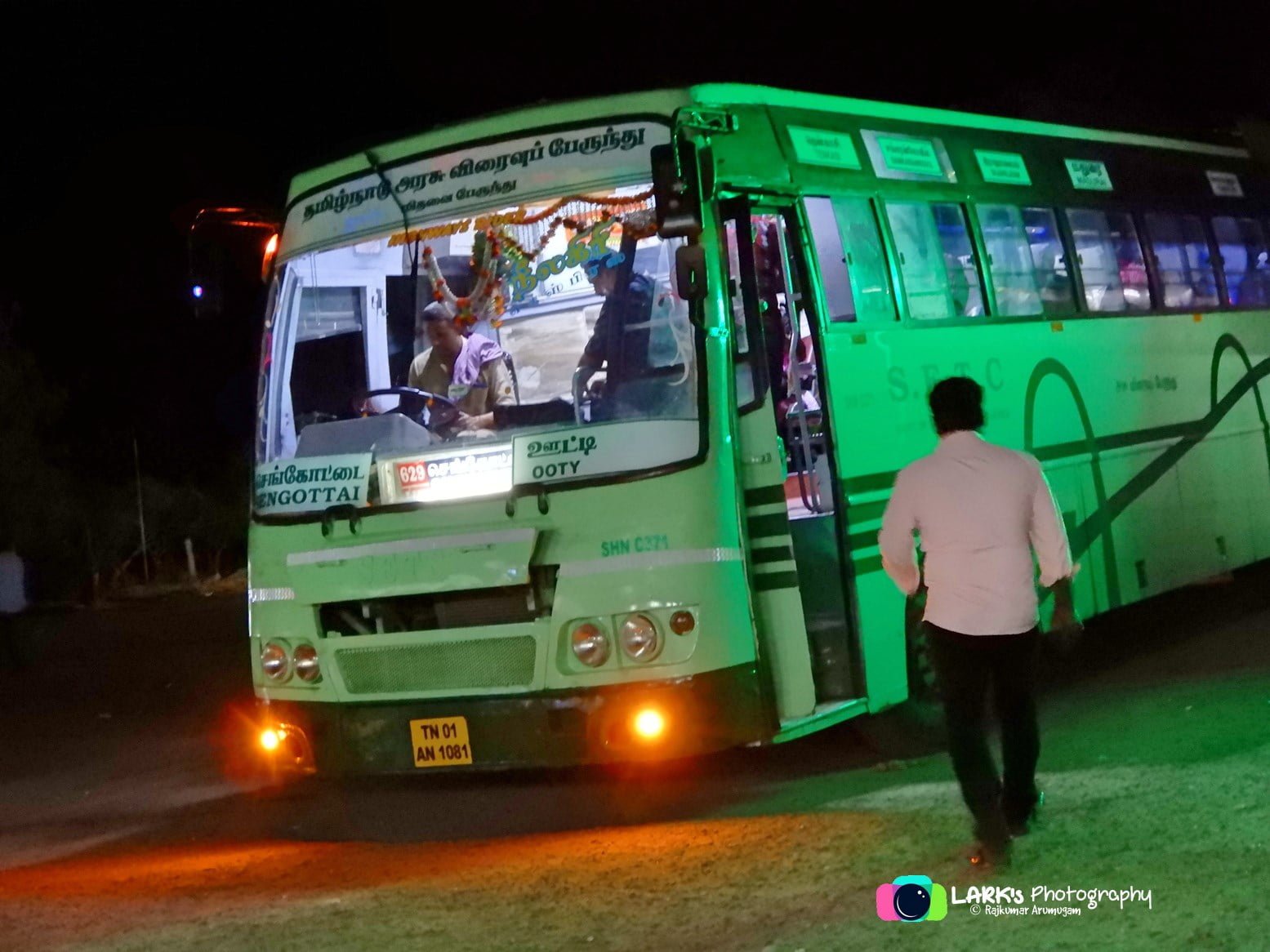SETC SHN C371 TN 01 AN 1081 Ooty to Sengottai bus timings