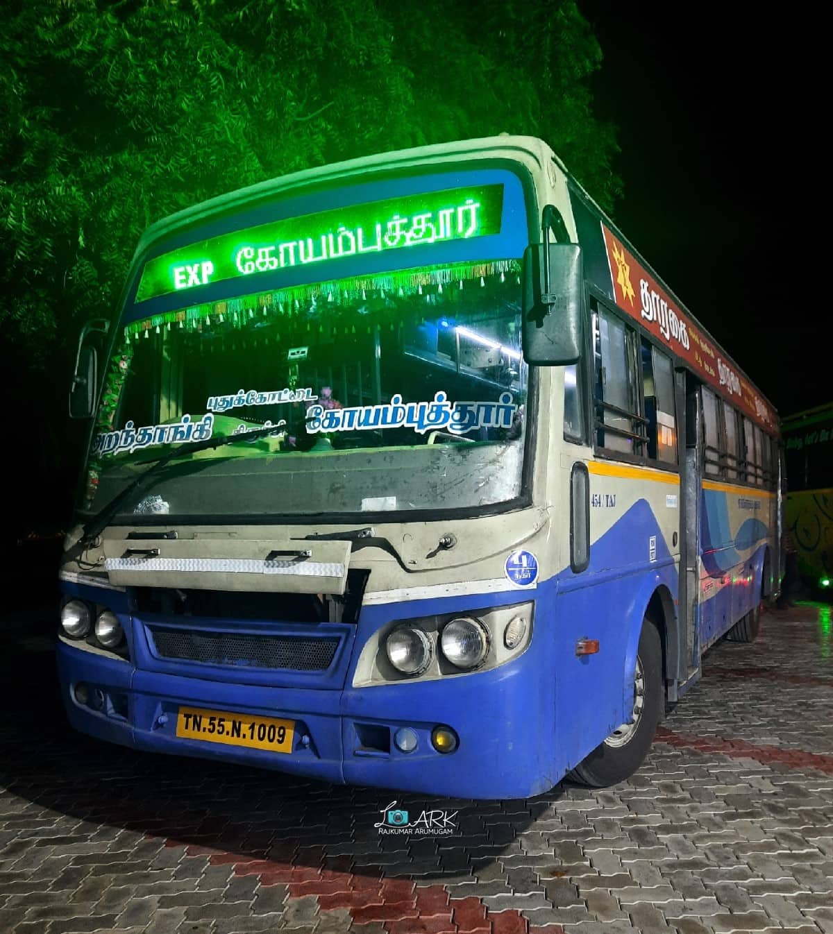 TNSTC TN 55 N 1009 Aranthangi - Coimbatore Bus Timings