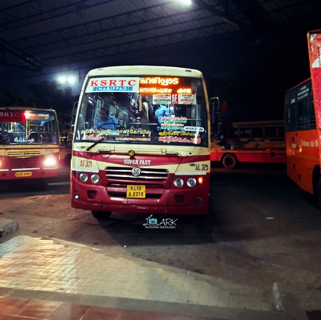 KSRTC AT 321 Haripad - Nagercoil - Athankarai Pallivasal Bus Timings