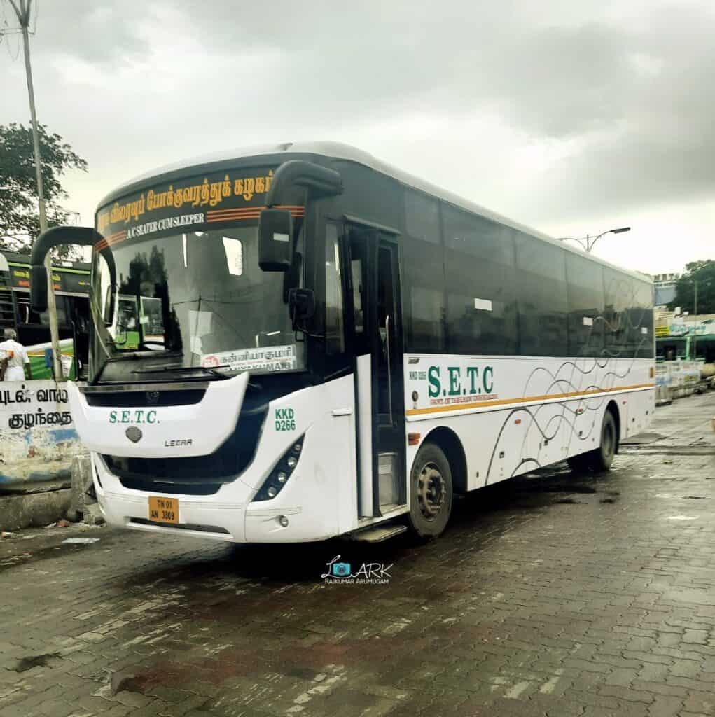SETC KKD D266 TN 01 AN 3809 Ooty - Kanyakumari AC Sleeper Bus Timings