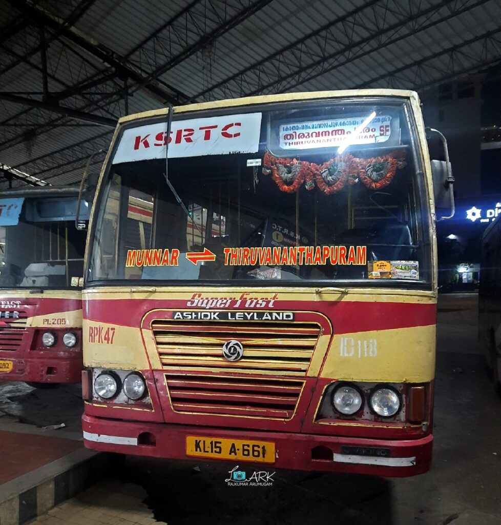 KSRTC RPK 47 Thiruvananthapuram - Munnar Super Fast Bus Timings