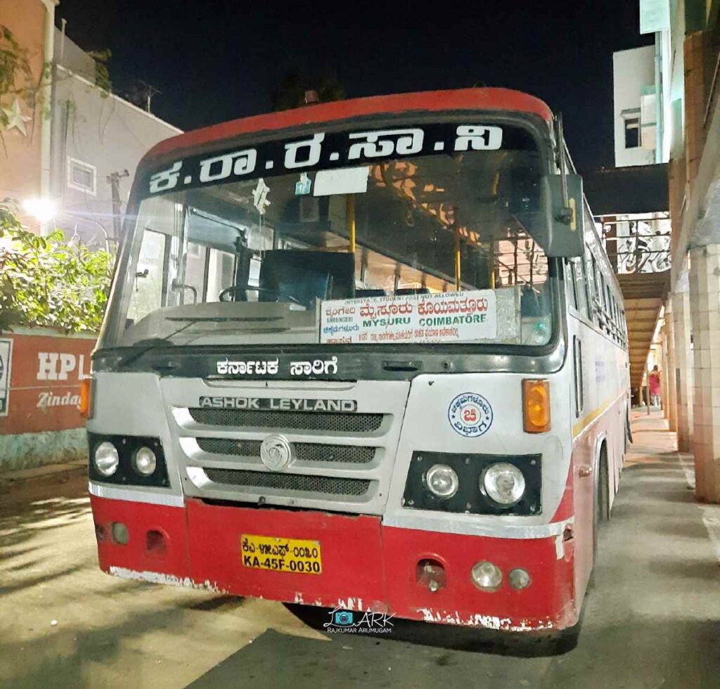 KSRTC KA-45-F-0030 Coimbatore to Sringeri Bus Timings