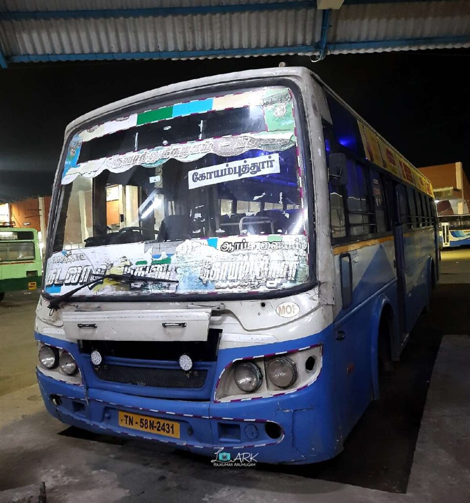 TNSTC TN 58 N 2431 Kadaladi to Coimbatore Bus Timings