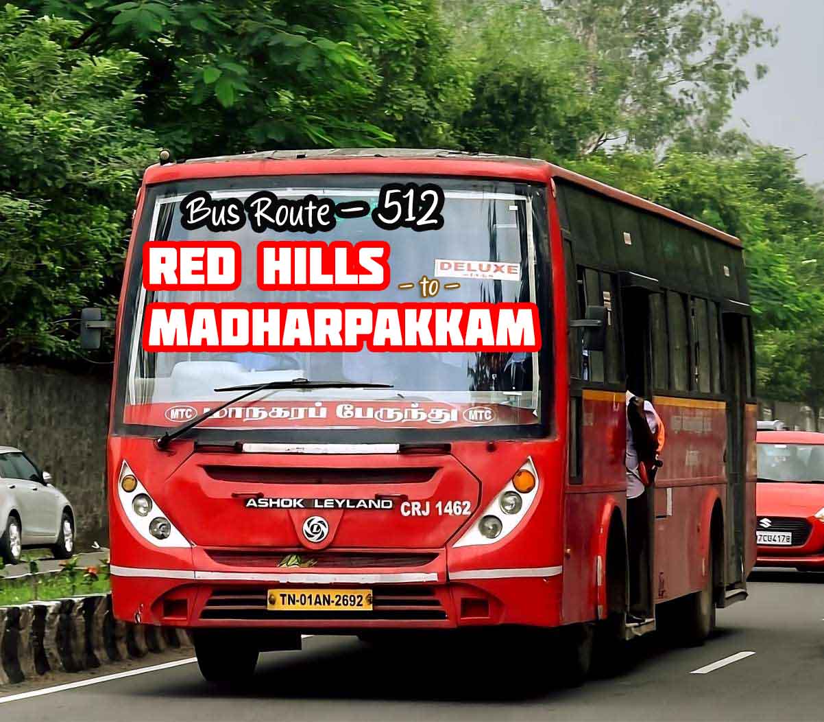 Chennai MTC Bus Route 512 Red Hills to Madharpakkam Bus Timings