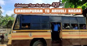 Coimbatore Town Bus Route 32F Gandhipuram to Arivoli Nagar Bus Timings