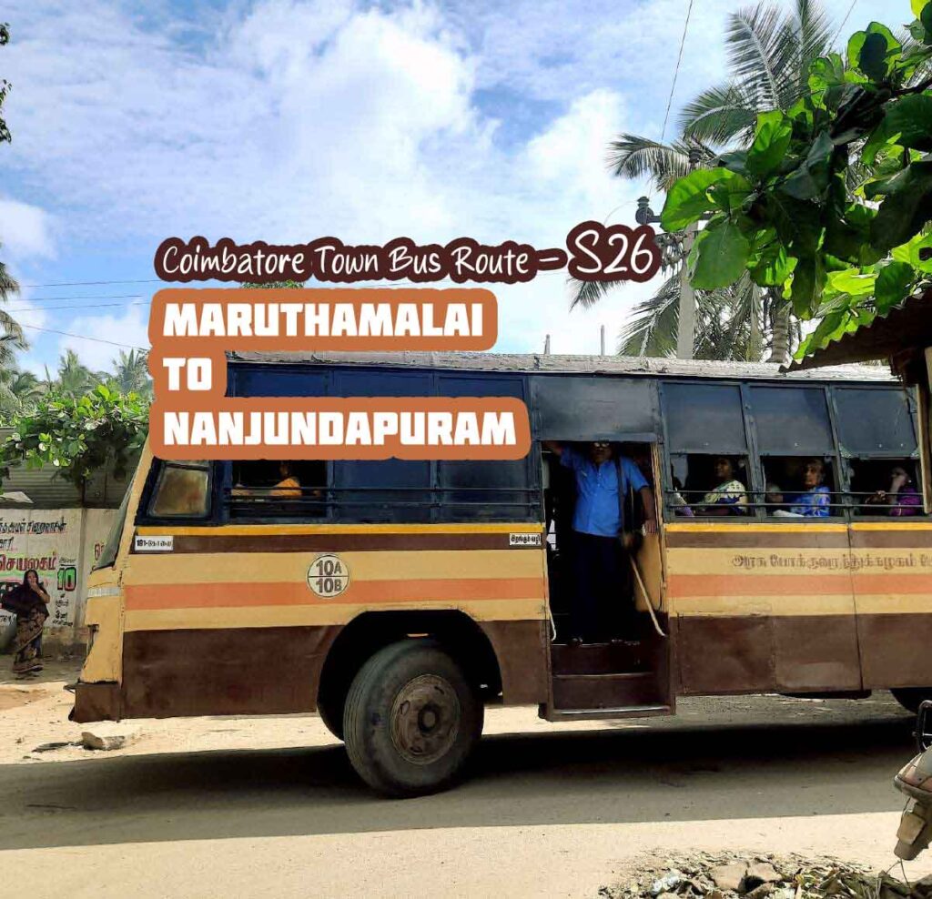 Coimbatore Town Bus Route S26 Marudhamalai to Nanjundapuram Bus Timings