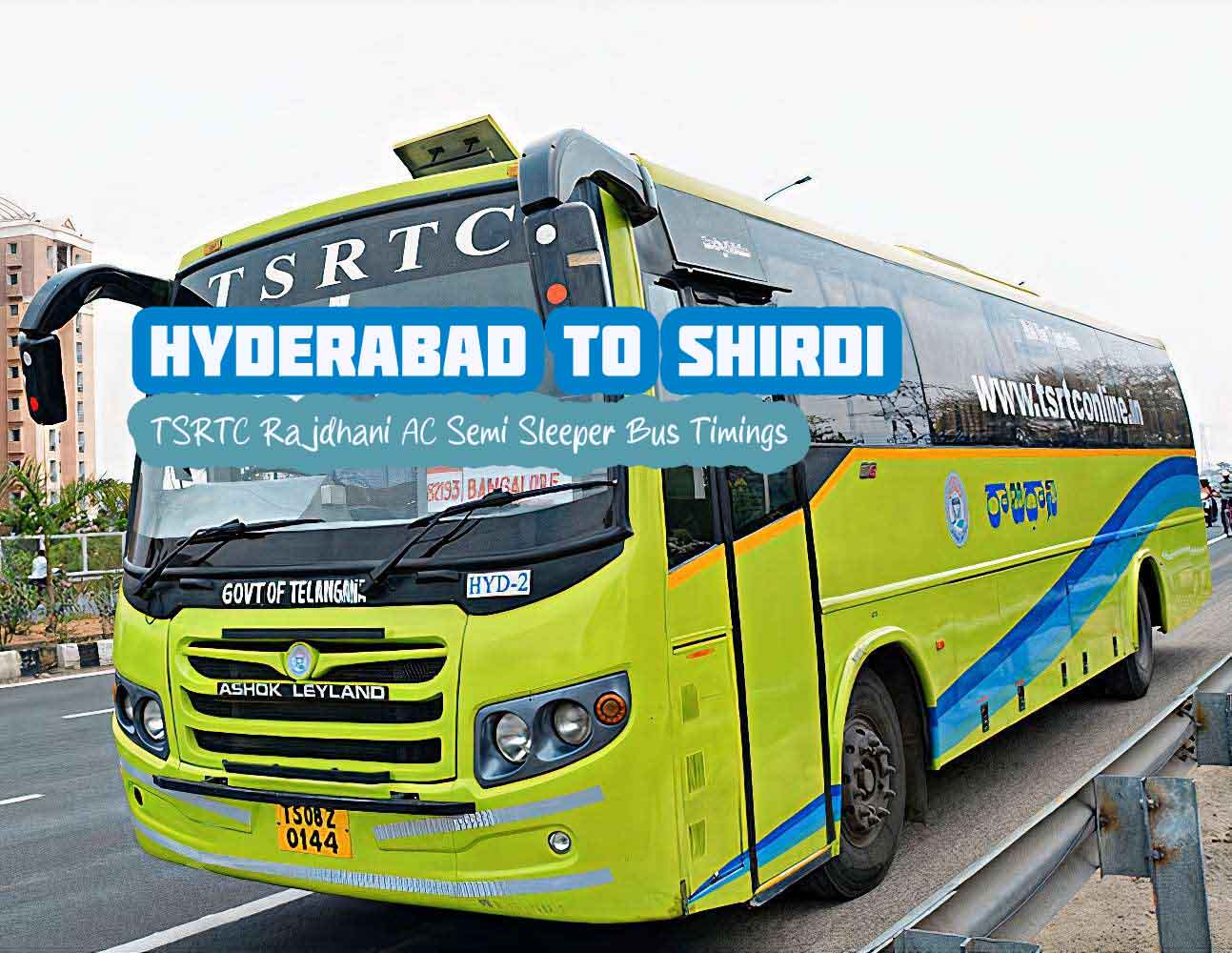TSRTC Rajdhani AC Hyderabad to Shirdi Bus Timings