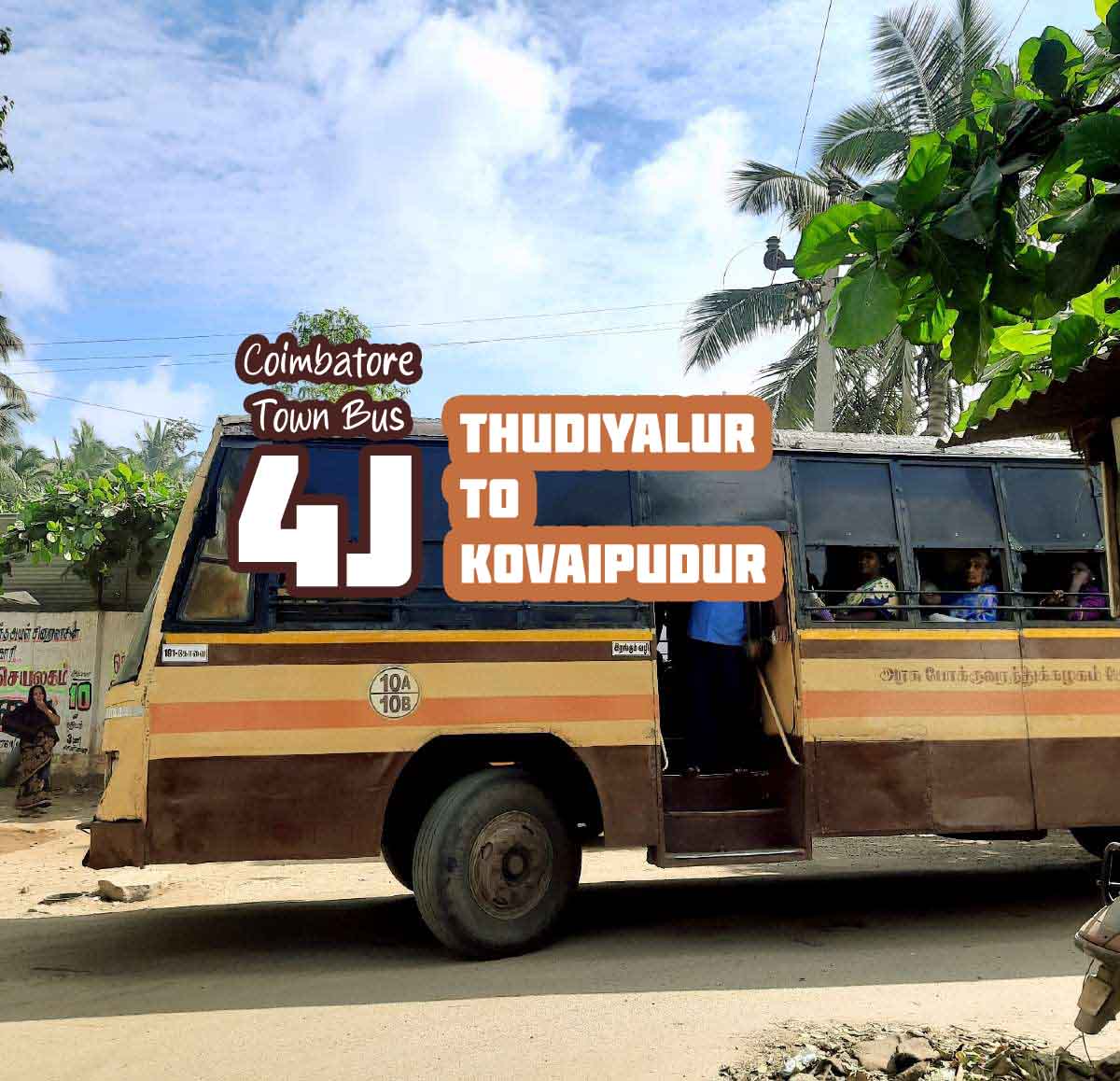 Coimbatore Town Bus Route 4J Thudiyalur to Kovaipudur Bus Timings