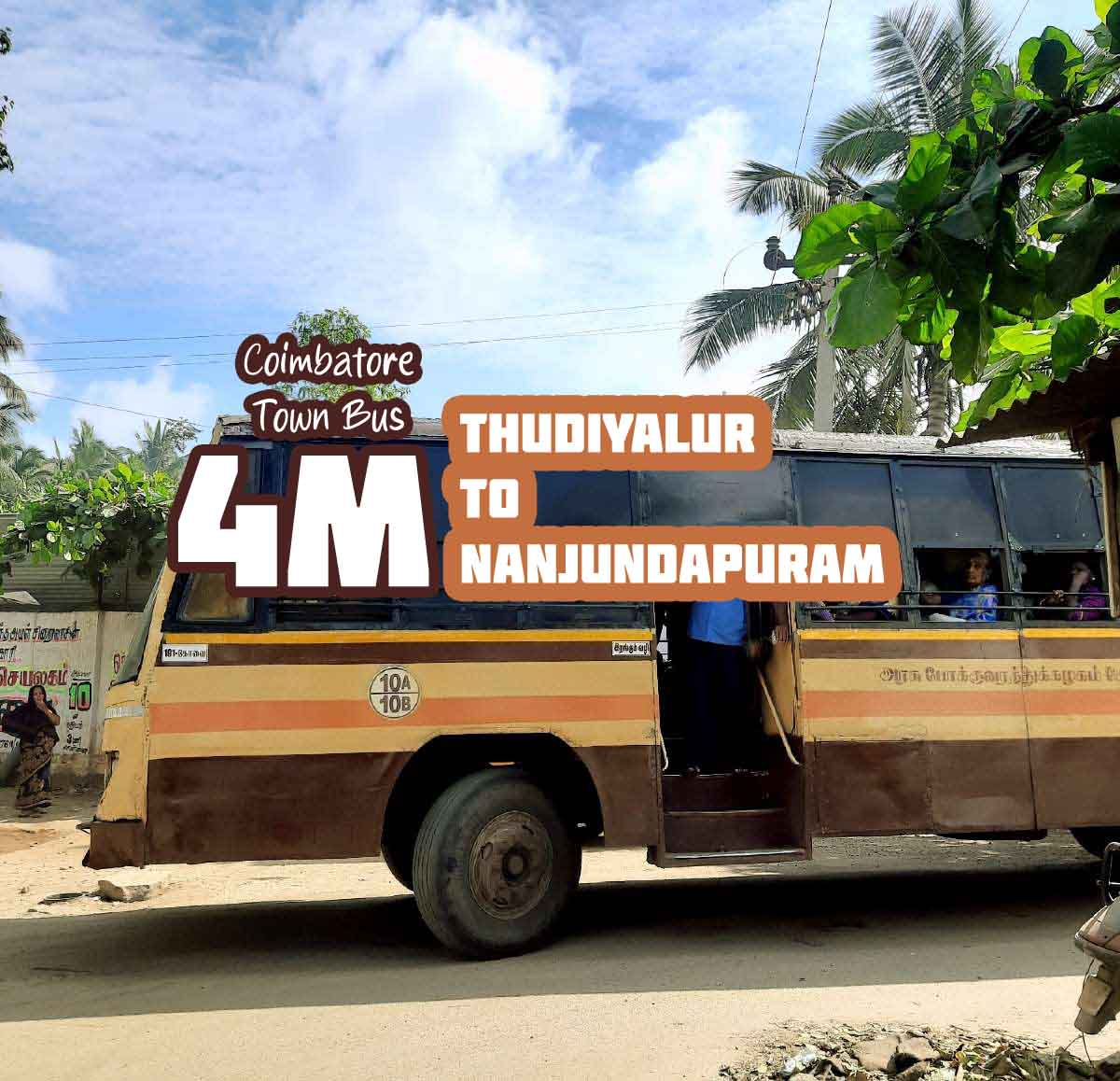 Coimbatore Town Bus Route 4M Thudiyalur to Nanjundapuram Bus Timings
