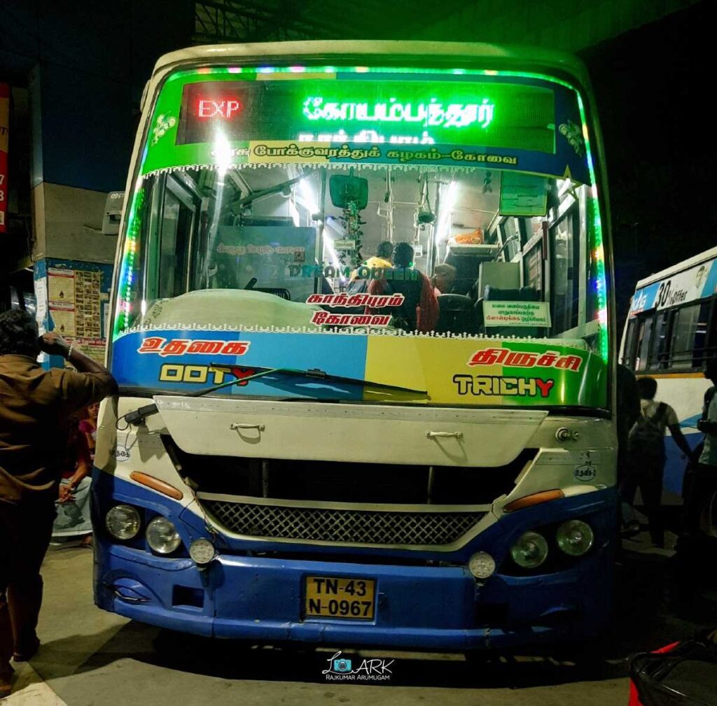 TNSTC TN 43 N 0967 Ooty to Trichy Bus Timings