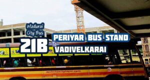 Madurai City Bus Route 21B Periyar to Vadivelkarai Bus Timings