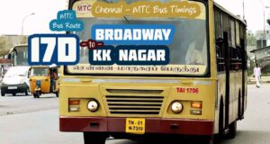 Chennai MTC Bus Route 17D Broadway to KK Nagar Bus Timings