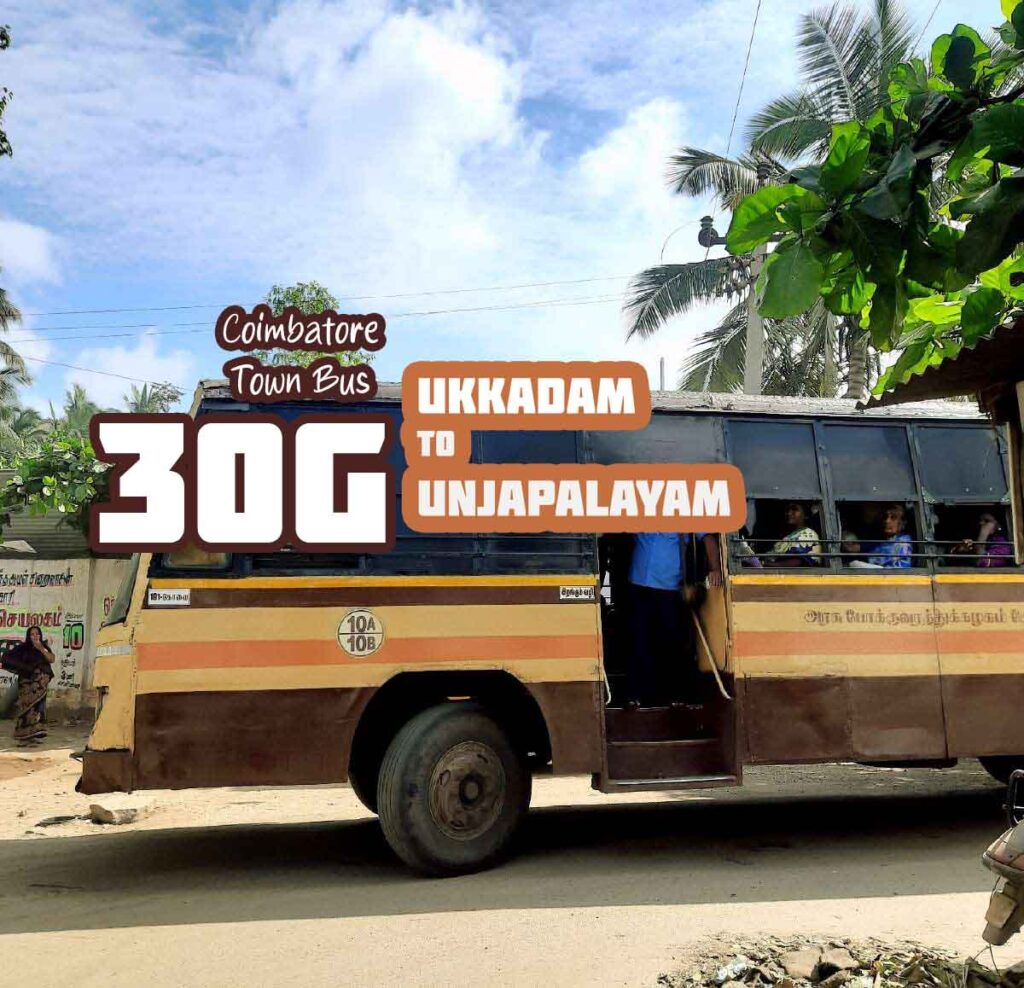 Coimbatore Town Bus Route 30G Ukkadam to Unjapalayam Bus Timings