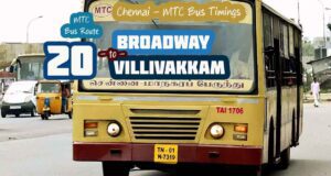 Chennai MTC Bus Route 20 Broadway to Villivakkam Bus Timings