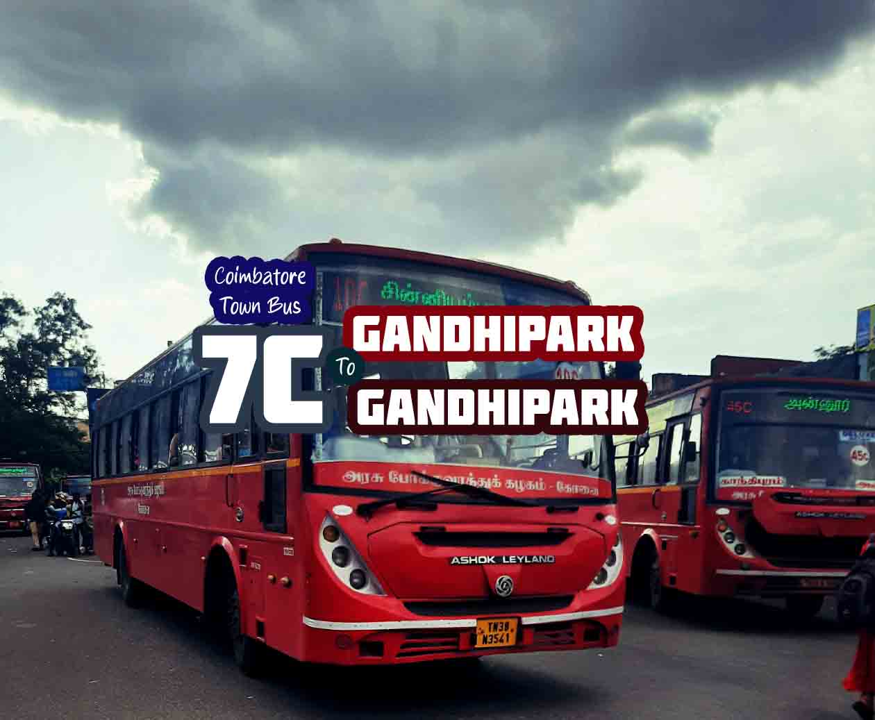 Coimbatore Town Bus Route 7C Gandhi Park to Gandhi Park Bus Timings