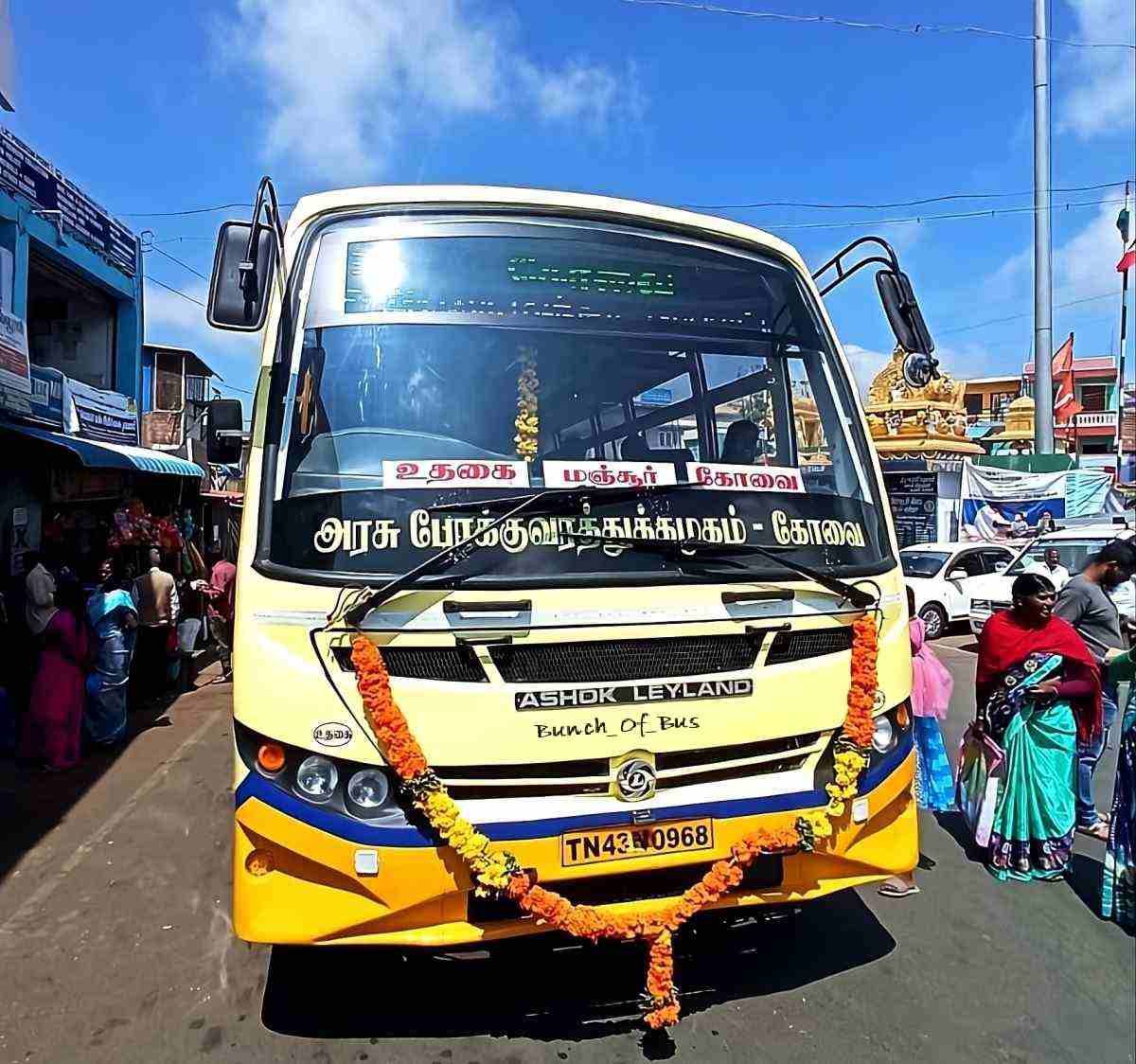 Ooty to Coimbatore via Mulli Bus Timings - TNSTC TN 43 N 0968