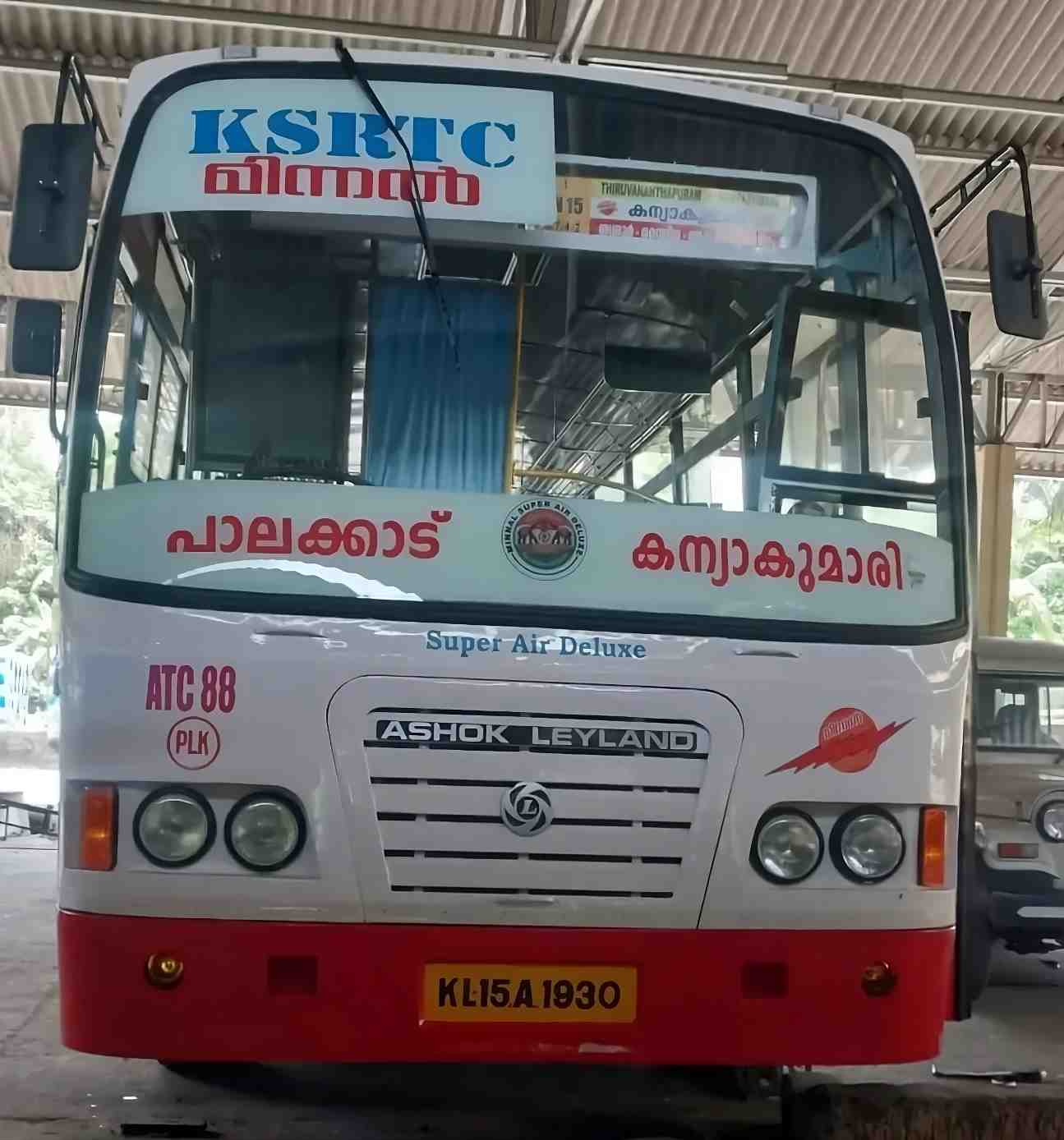 Palakkad to Kanyakumari Bus Timings KSRTC Minnal Deluxe ATC 88