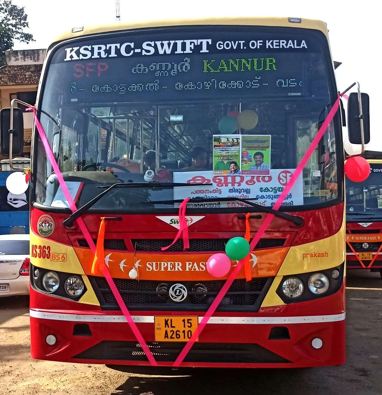 Pathanapuram to Kannur Bus Timings via Kottayam, Guruvayur KSRTC SWIFT Super Fast