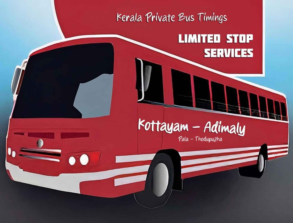 Kottayam to Adimaly Bus Timings - Kerala Private Bus