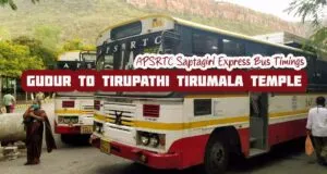 APSRTC Saptagiri Express Gudur to Tirupathi Temple Bus Timings