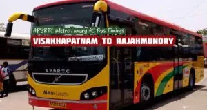 APSRTC Metro Luxury - Visakhapatnam to Rajahmundry AC Bus Timings