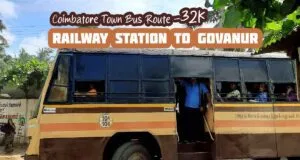 Coimbatore Town Bus Route 32K Railway Station to Govanur Bus Timings