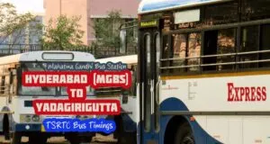 TSRTC Hyderabad (MGBS) to Yadagirigutta Bus Timings