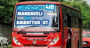 Chennai MTC Bus Route 41D Mandaveli to Ambattur OT Bus Timings
