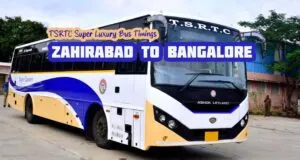 TSRTC Super Luxury - Zahirabad to Bangalore Bus Timings