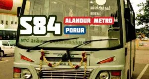 MTC Metro Feeder S84 Alandur Metro to Porur Bus Timings