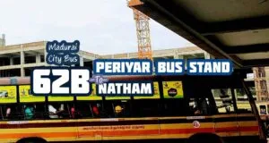 Madurai City Bus Route 62B Periyar to Natham Bus Timings