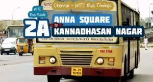 Chennai MTC Bus Route 2A Anna Square to Kannadasan Nagar Bus Timings
