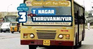 Chennai MTC Bus Route 3 T Nagar to Thiruvanmiyur Bus Timings