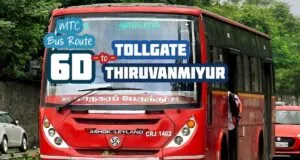 Chennai MTC Bus Route 6D Tollgate to Thiruvanmiyur Bus Timings