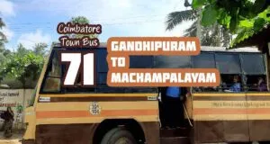 Coimbatore Town Bus Route 71 Gandhipuram to Machampalayam Bus Timings