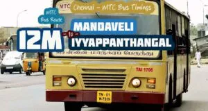 Chennai MTC Bus Route 12M Mandaveli to Iyyappanthangal Bus Timings