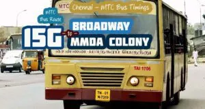 Chennai MTC Bus Route 15G Broadway to MMDA Colony Bus Timings