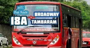 Chennai MTC Bus Route 18A Broadway to Tambaram Bus Timings