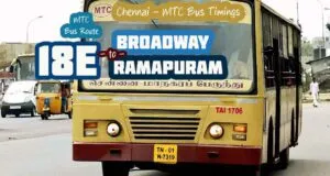 Chennai MTC Bus Route 18E Broadway to Ramapuram Bus Timings