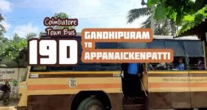 Coimbatore Town Bus Route 19D Gandhipuram to Appanaickenpatti Bus Timings