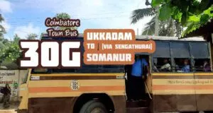 Coimbatore Town Bus Route 30G Ukkadam to Somanur Bus Timings