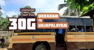 Coimbatore Town Bus Route 30G Ukkadam to Unjapalayam Bus Timings