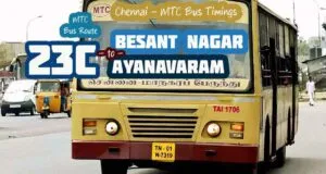Chennai MTC Bus Route 23C Besant Nagar to Ayanavaram Bus Timings