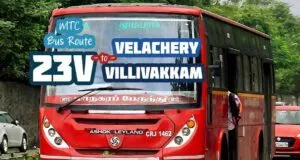 Chennai MTC Bus Route 23V Velachery to Villivakkam Bus Timings