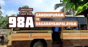 Coimbatore Town Bus Route 98A Gandhipuram to Vagarayampalayam Bus Timings