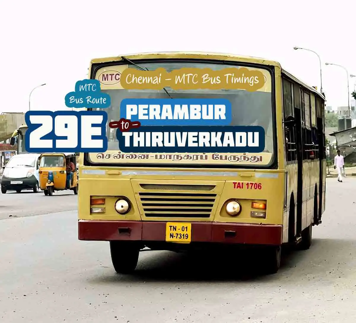 Chennai MTC Bus Route 29E Perambur to Thiruverkadu Bus Timings